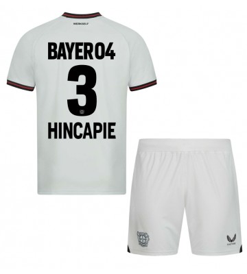 Bayer Leverkusen Piero Hincapie #3 Segunda Equipación Niños 2023-24 Manga Corta (+ Pantalones cortos)